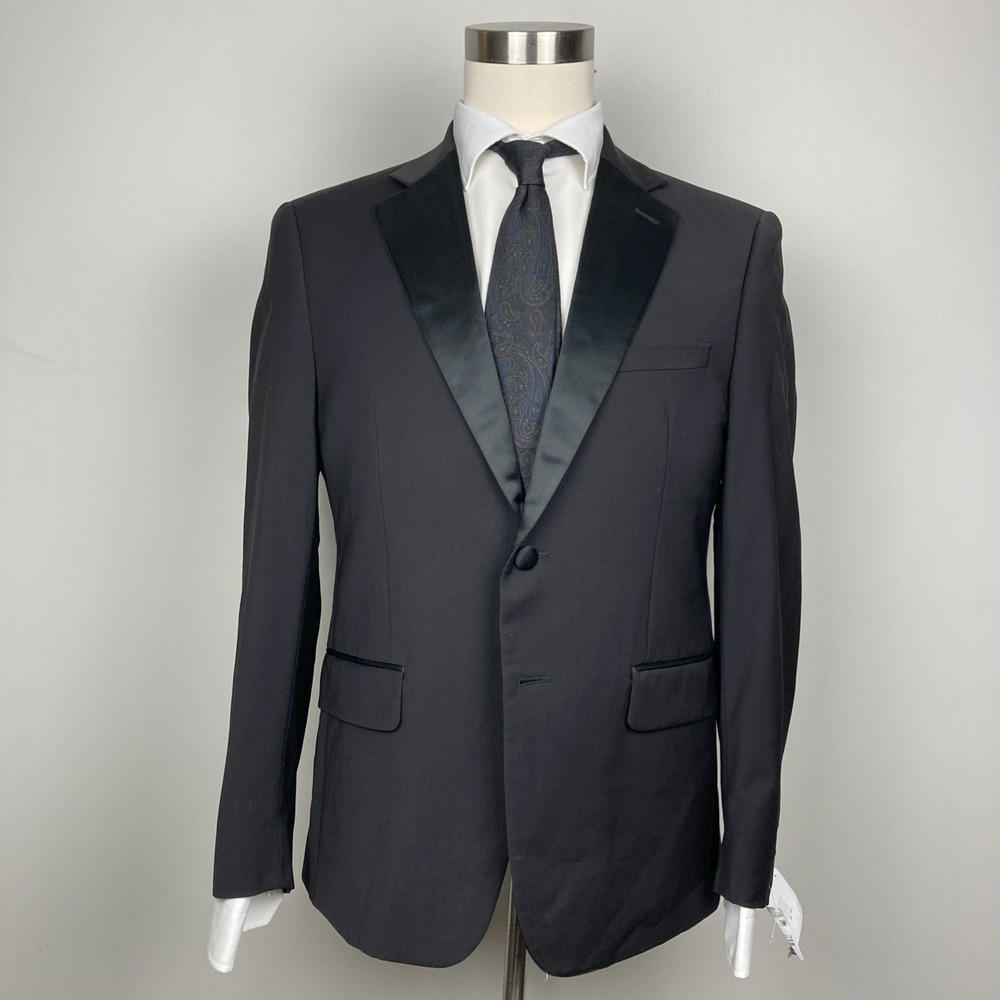 Calvin Klein Mens Classic fit‎ Tuxedo Jacket Blazer 40 S Black Solid